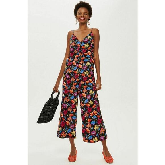 Topshop Pants - Topshop Bright Floral Sleeveless Wide Leg Romper Size 6 or Small